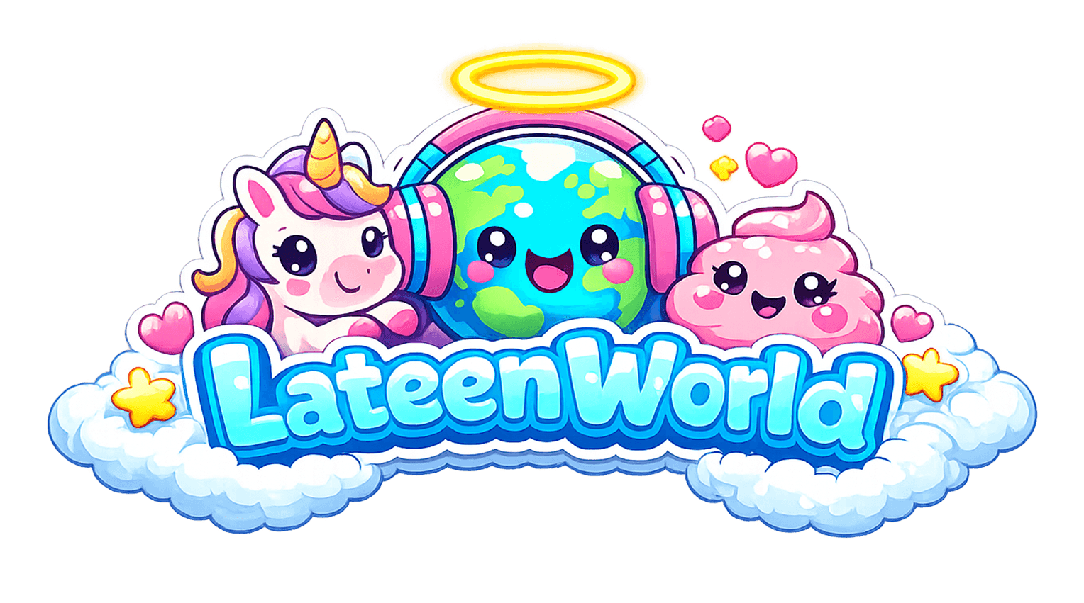 Logotipo Kawaii de Lateenworld con muchos colores