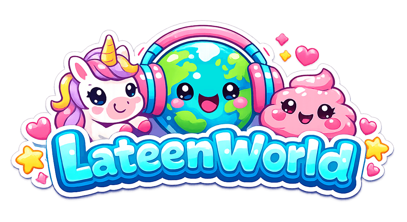 Logotipo Kawaii de Lateenworld con muchos colores